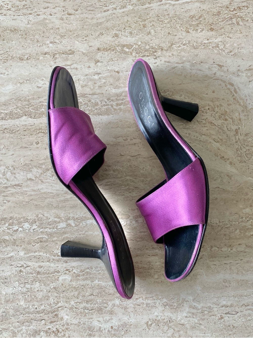 Vintage Gucci Tom Ford-era Satin Mule Sandal Heels - Picture 6 of 13